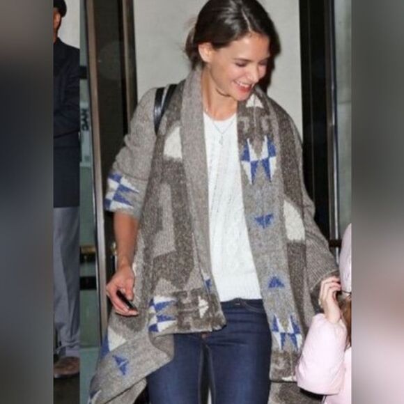 John + Jenn Sweaters - John + Jenn Brown and Blue Patterned Cardigan